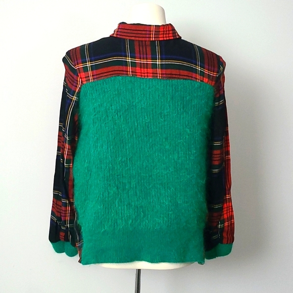 Refashioned 90s Grunge Plaid & Knit Lumberjack Shirt (M/L) - Picture 5 of 7